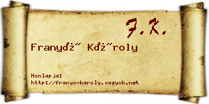 Franyó Károly névjegykártya